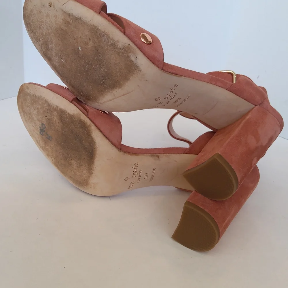 Kate Spade suede leather rose gold heels sandals size 10